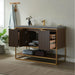 Vinnova Donostia 48" Vanity in Walnut with Grey Composite Armani limestone board stone countertop With Mirror  737048-NLW-ALB