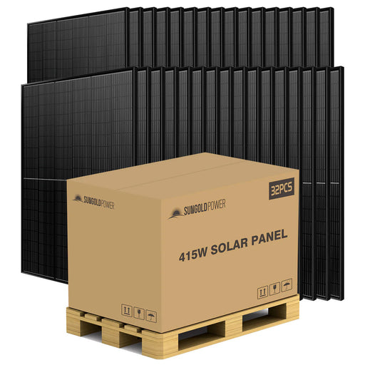 SunGoldPower 415 Watt Mono Black PERC Solar Panel Full Pallet (32 Panels ) SG-415WM