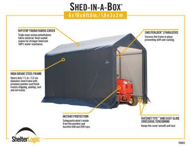 ShelterLogic Shed-in-a-Box 6 x 10 x 6 ft. 6 in. Peak Gray
