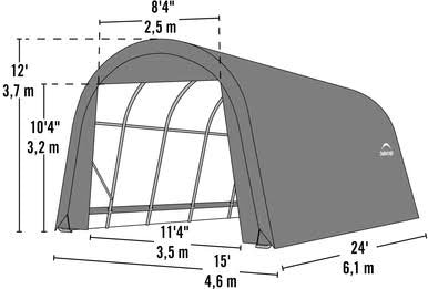 ShelterCoat 15 x 24 ft. Wind and Snow Rated Garage Round Green STD