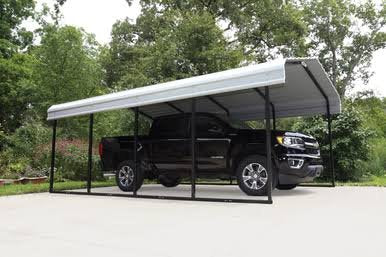 Steel Carport 12 x 20 x 7 ft. Galvanized Black/Eggshell
