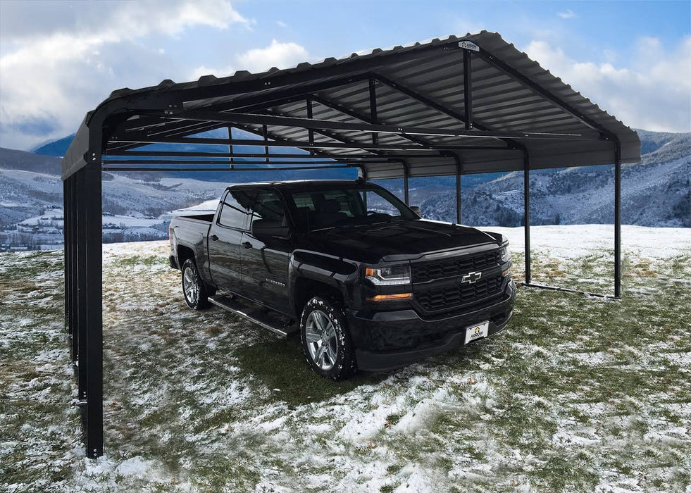 Arrow Powder Coated Steel Carport 20 ft. x 20 ft. - Charcoal
