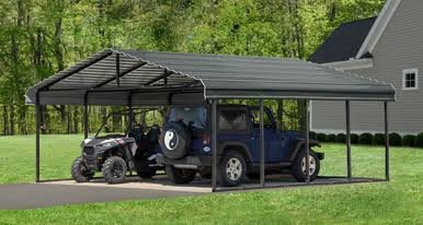 Arrow Powder Coated Steel Carport 20 ft. x 20 ft. - Charcoal