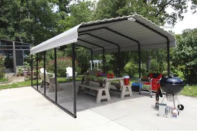 Steel Carport 12 x 20 x 7 ft. Galvanized Black/Eggshell