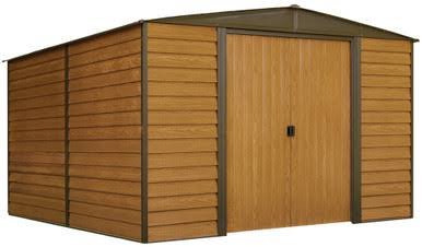 Woodridge 10 x 12 ft. Steel Storage Shed Coffee/Woodgrain