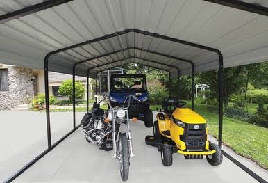 Steel Carport 12 x 20 x 7 ft. Galvanized Black/Eggshell
