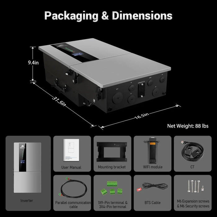 SunGoldPower 11.4KW Hybrid Inverter 48V Split Phase SGN11.4KHB-48