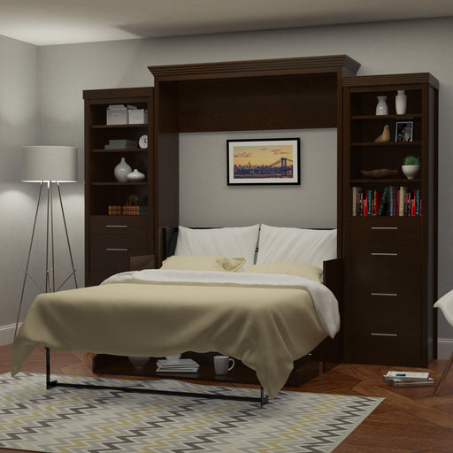 Murphy Bed With Desk & 2 Storage Cabinets, Full Size Coventry Walnut by Leto Muro